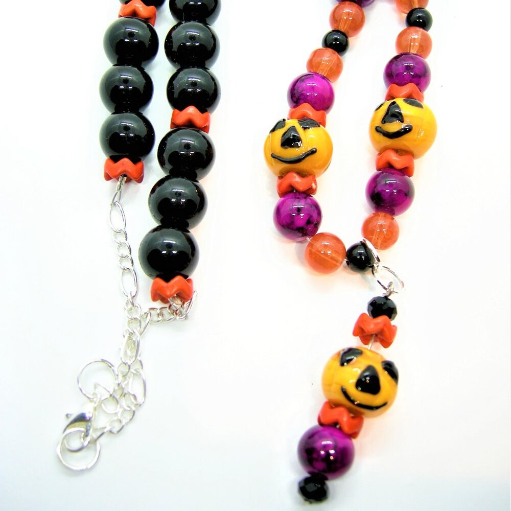 Pumpkins and pearls lampwork necklace - Picture 1 of 16